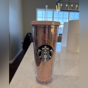 Starbucks Rose Gold Tumbler with Straw